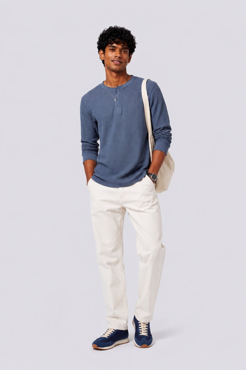 Mens Regular Fit Blue Textured Sweatshirt - Image 6