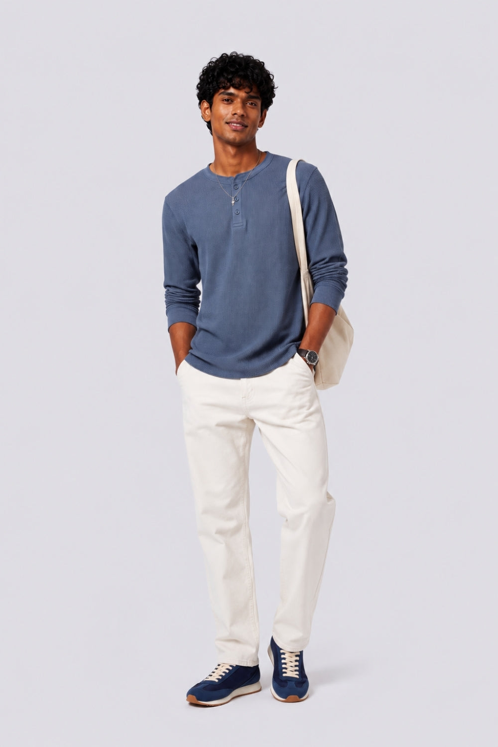 Mens Regular Fit Blue Textured Sweatshirt - Image 6