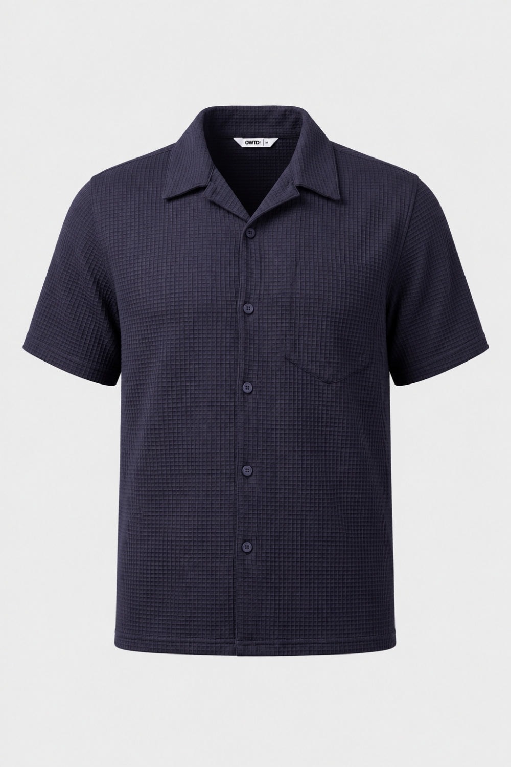 Mens Regular Fit Navy Cotton Blend Shirt - Image 7