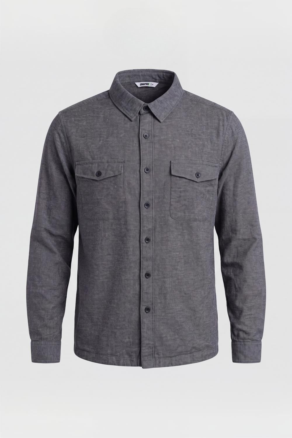 Mens Regular Fit Grey Cotton Shirt - Image 7