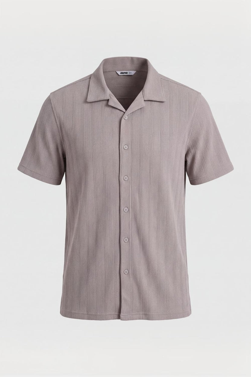 Mens Regular Fit Light Grey Textured Shirt - Image 7
