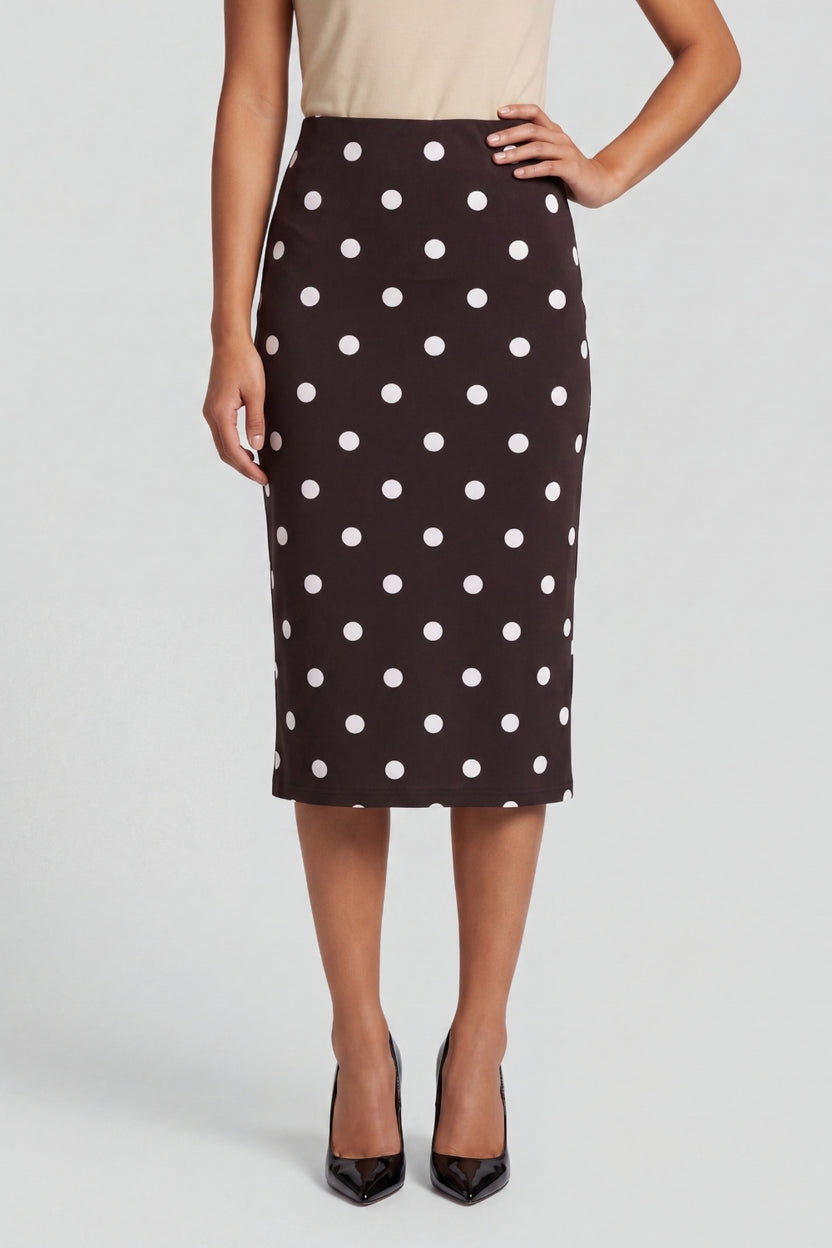 Womens Brown High Rise Polka Print Skirt - Image 2