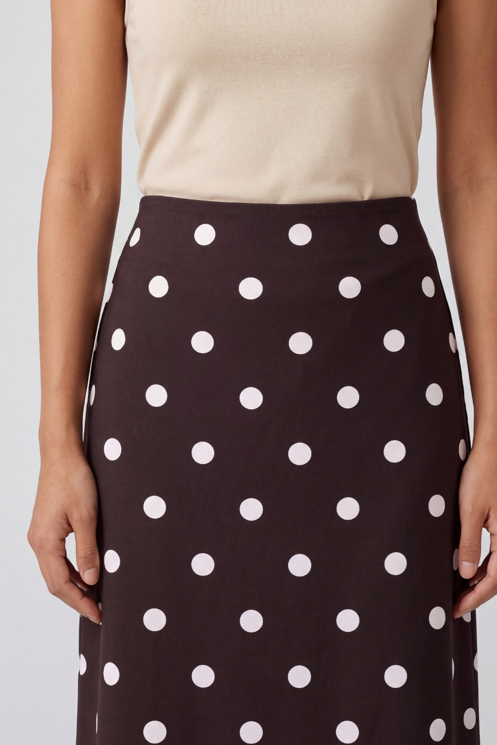 Womens Brown High Rise Polka Print Skirt - Image 3