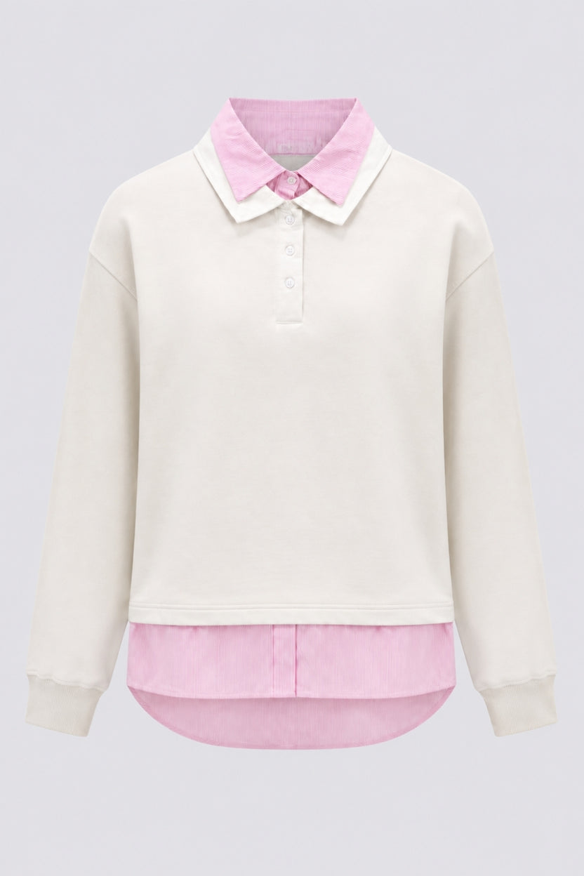 Womens Off White Shirt Collar Sweatshirt - Image 8