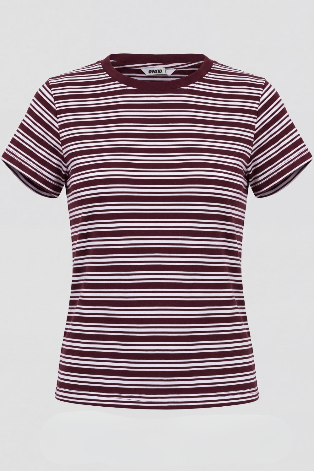 Womens Maroon Regular Striped T-Shirt - Image 7