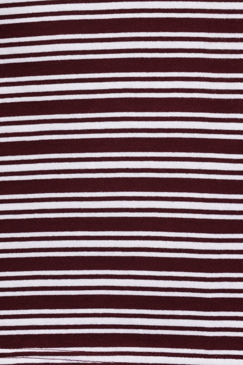 Womens Maroon Regular Striped T-Shirt - Image 8