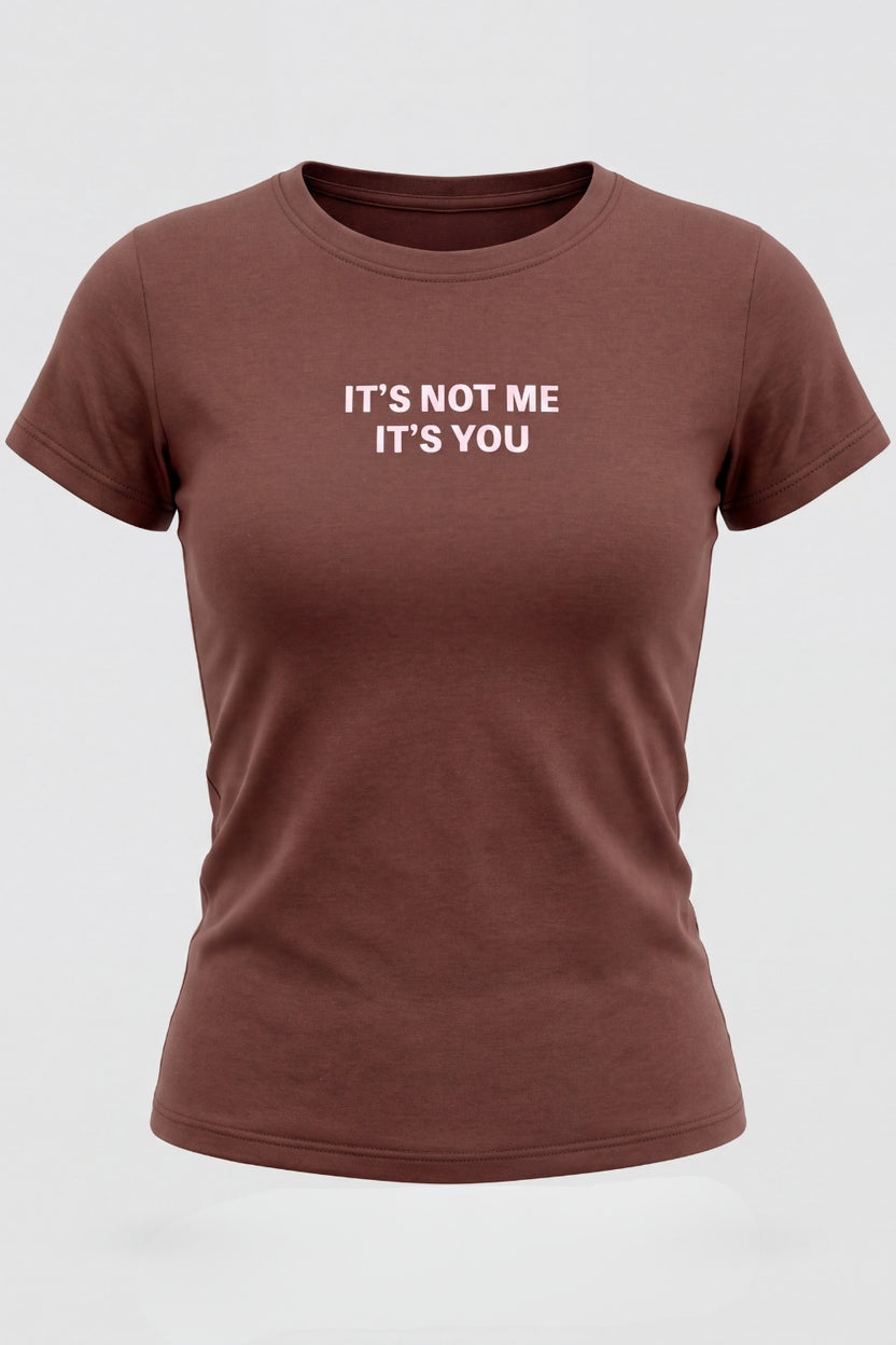 Womens Brown Cotton Typographic T Shirt - Image 7