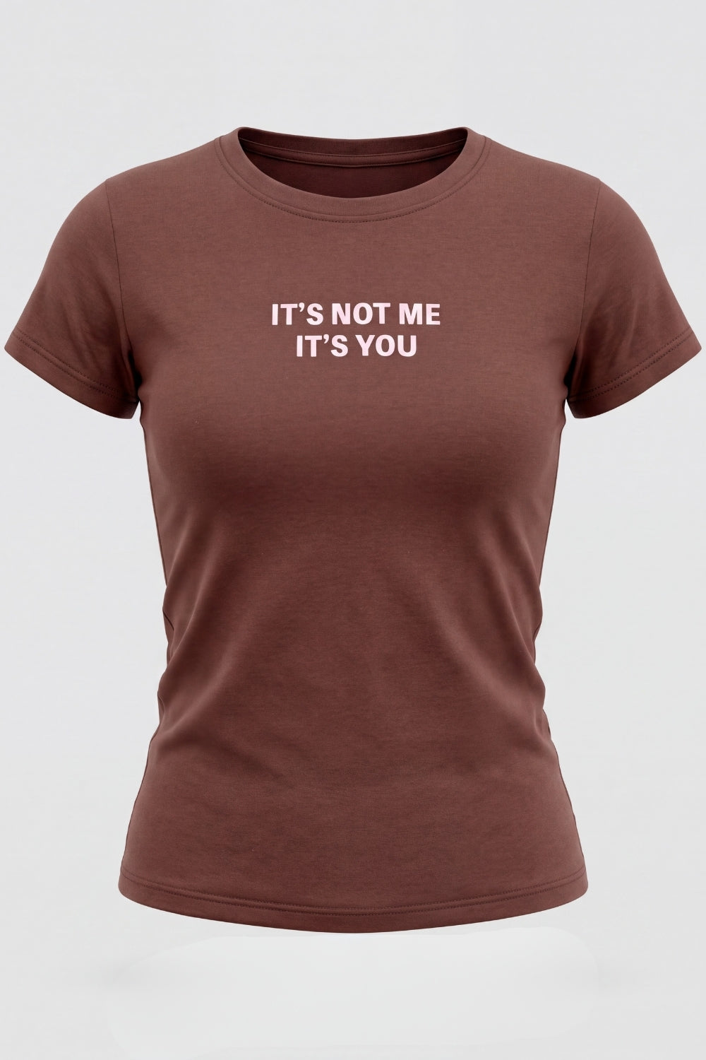 Womens Brown Cotton Typographic T Shirt - Image 7