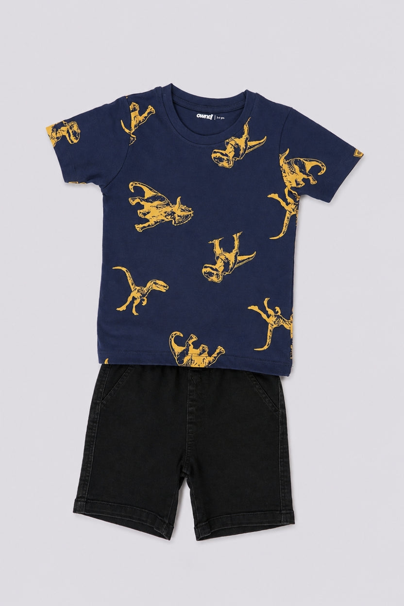 Boys Regular Fit Navy Dinosaur Co-ord Set - Image 6