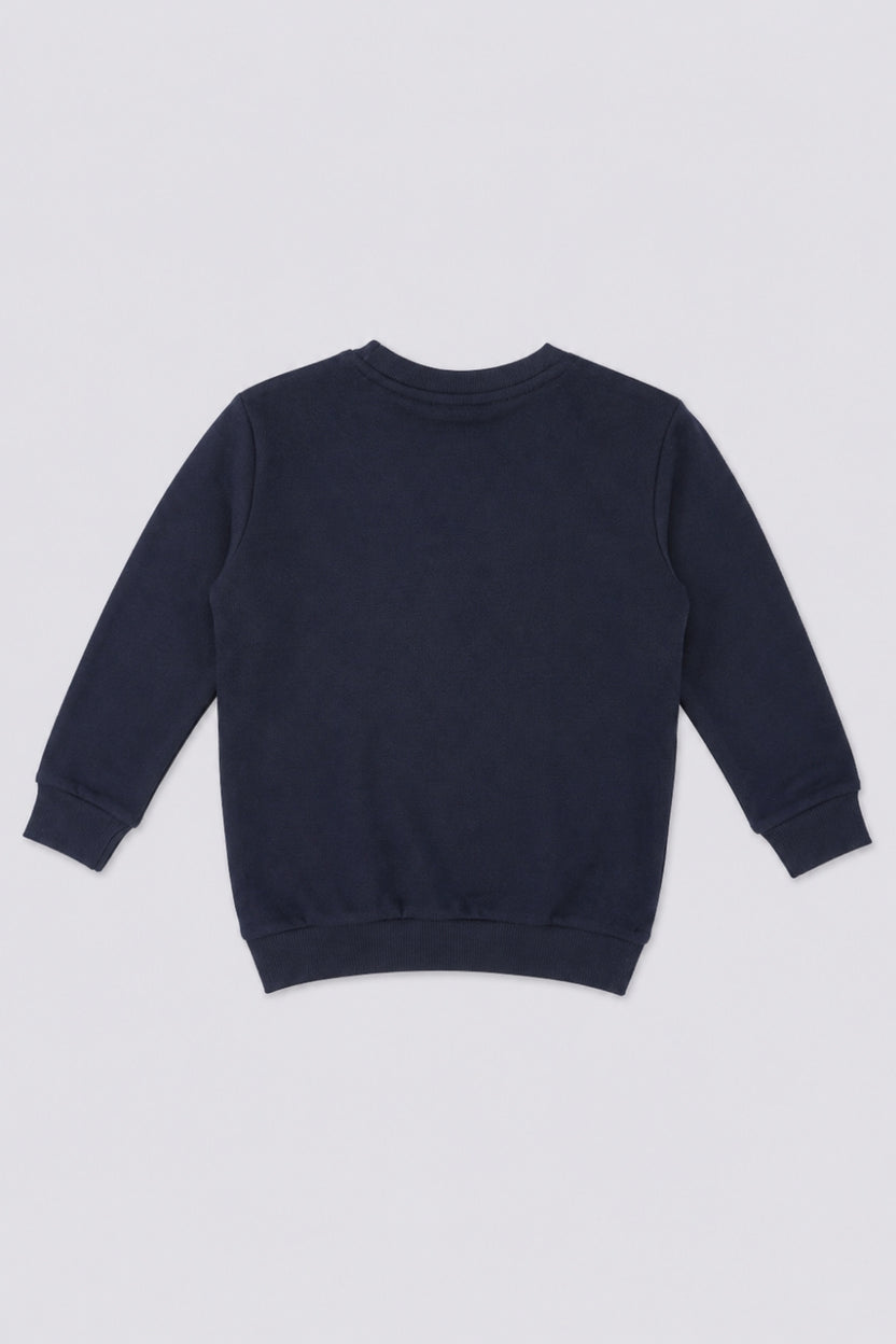 Boys Regular Fit Navy Embossed Sweatshirt - Image 3