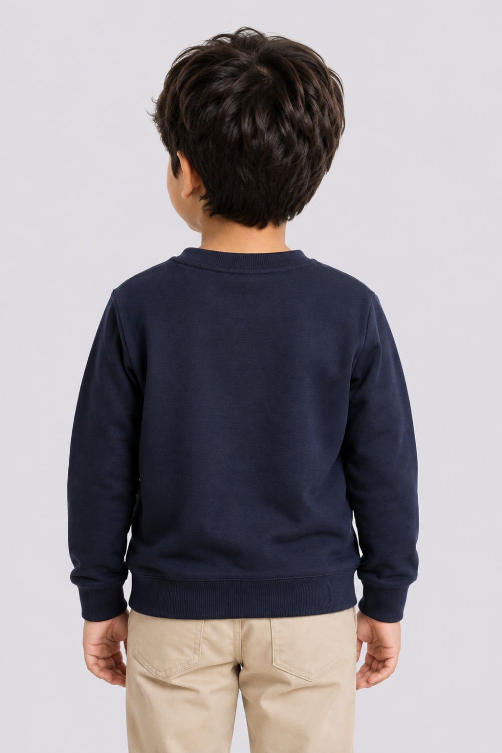 Boys Regular Fit Navy Embossed Sweatshirt - Image 4
