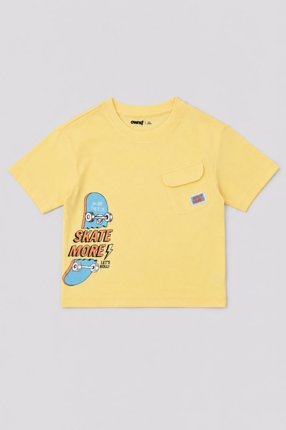 Boys Regular Fit Yellow Skate Print T-Shirt - Image 2