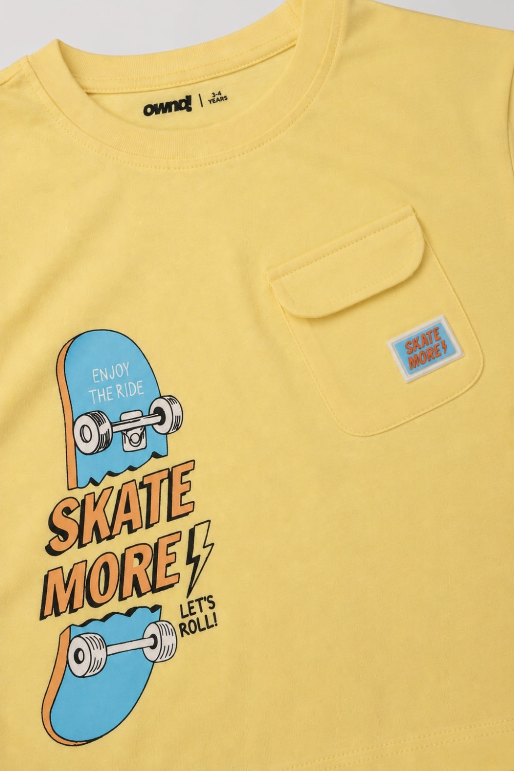 Boys Regular Fit Yellow Skate Print T-Shirt - Image 6