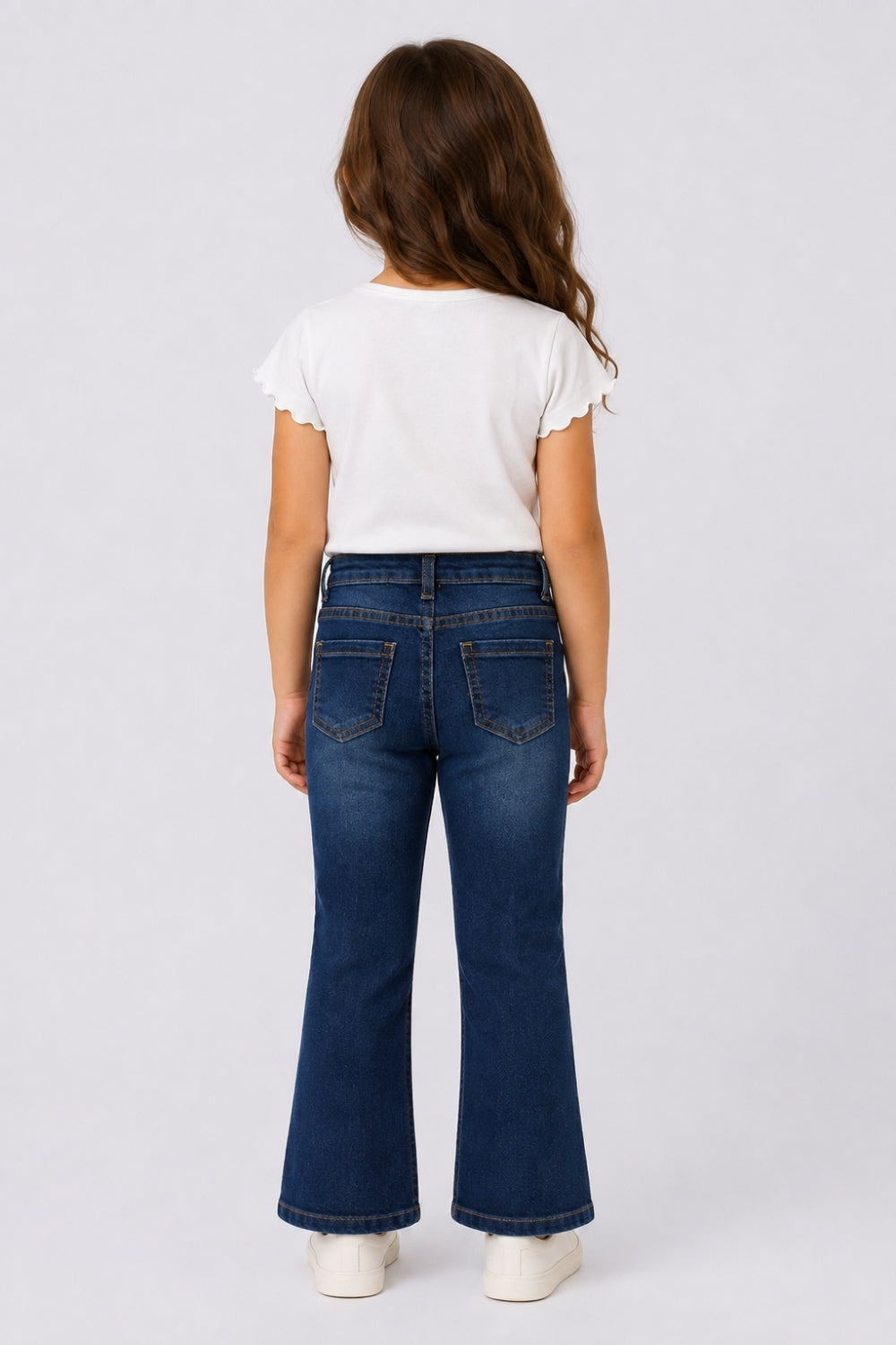 Girls Flared Navy Solid Jeans - Image 4