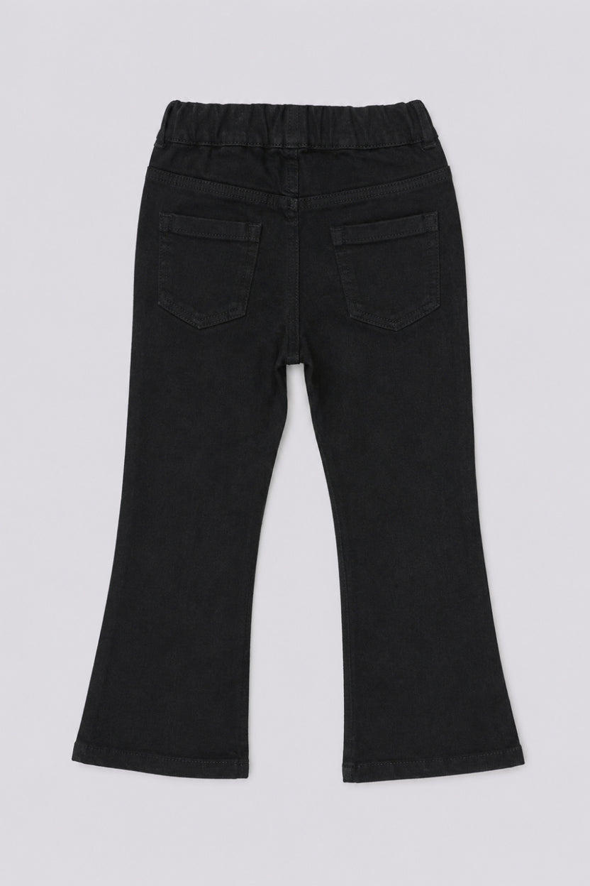 Girls Flared Black Embellished Jeans - Image 3
