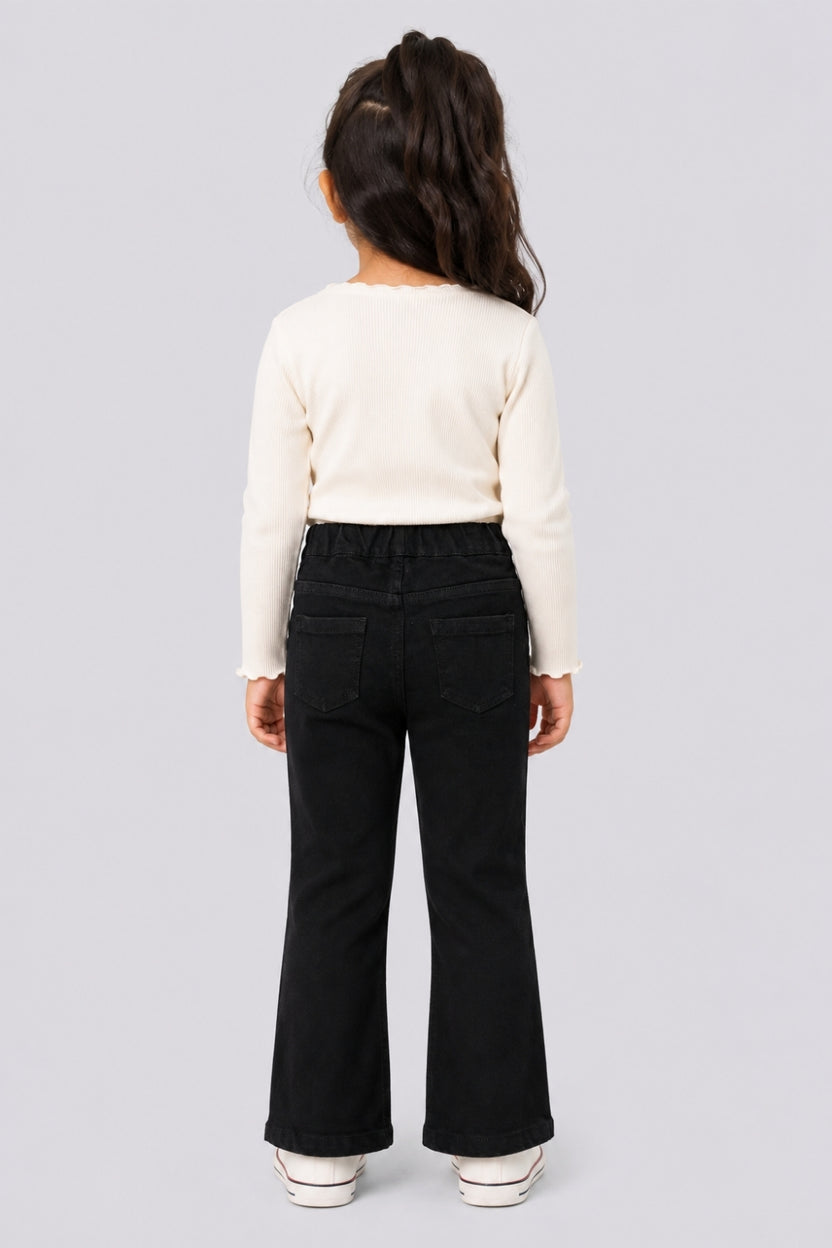 Girls Flared Black Embellished Jeans - Image 4