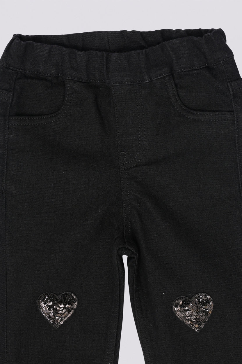 Girls Flared Black Embellished Jeans - Image 6