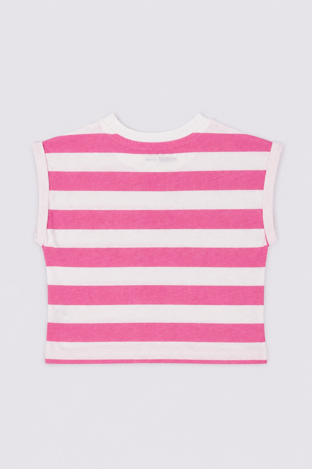 Girls Loose Fit Pink Striped T-Shirt - Image 3