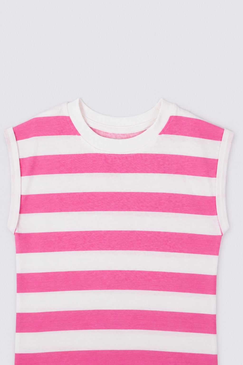 Girls Loose Fit Pink Striped T-Shirt - Image 6