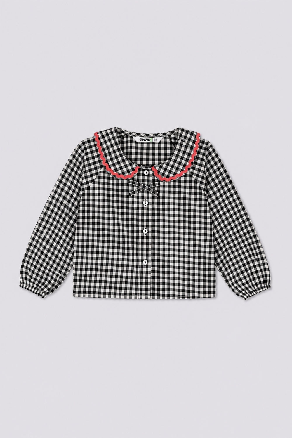 Girls Regular Fit Black Checked Collar Top - Image 2