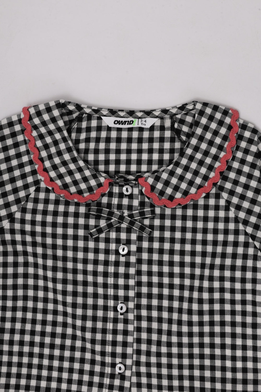 Girls Regular Fit Black Checked Collar Top - Image 6