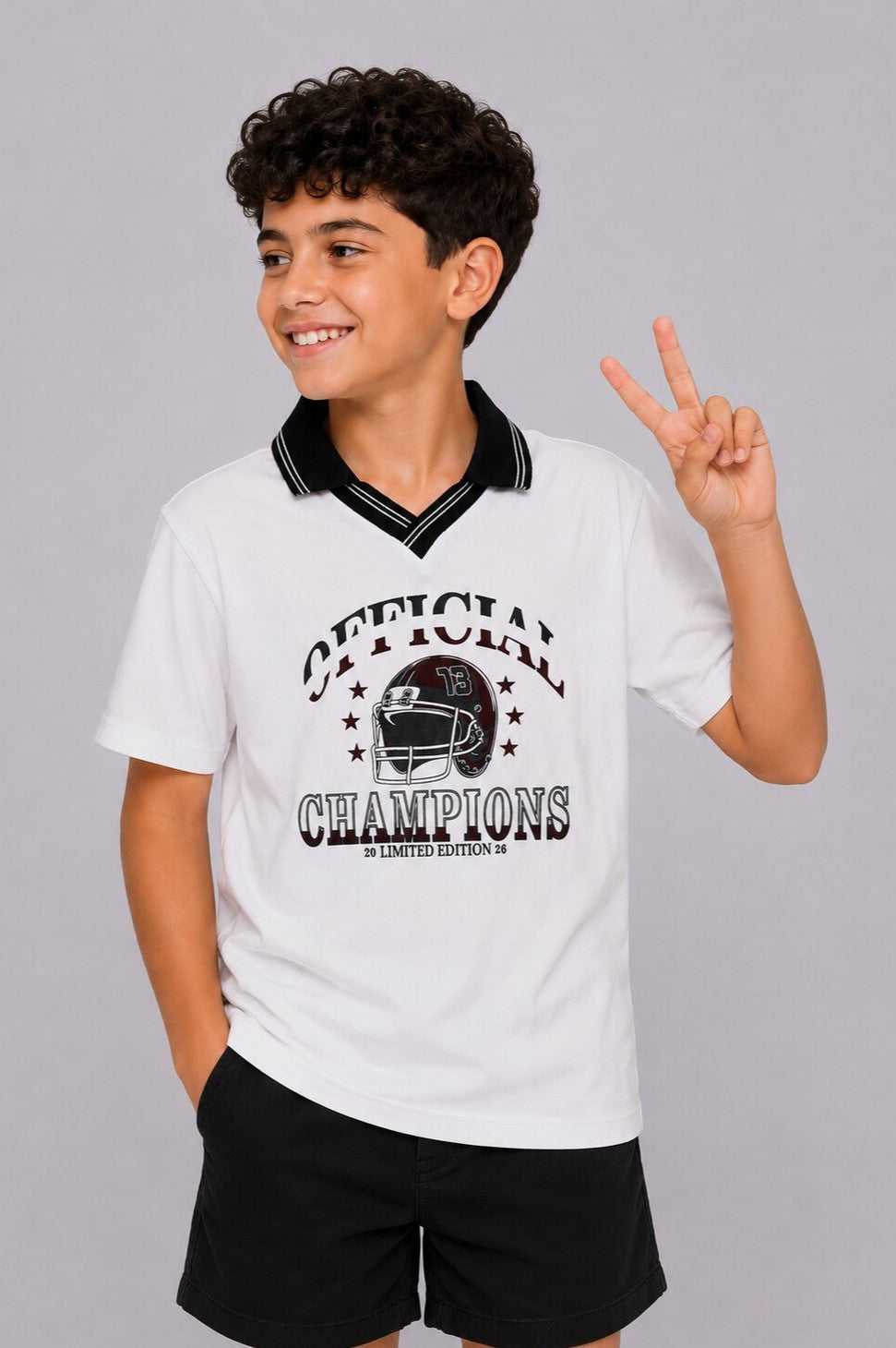 Tweens Boys Regular Fit White Graphic Printed T-Shirt - Image 1