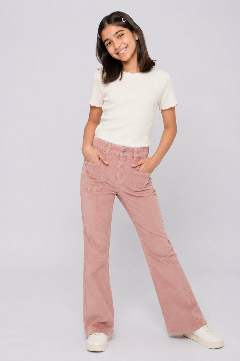 Tweens Girls Bootcut Fit Pink Trouser - Image 1
