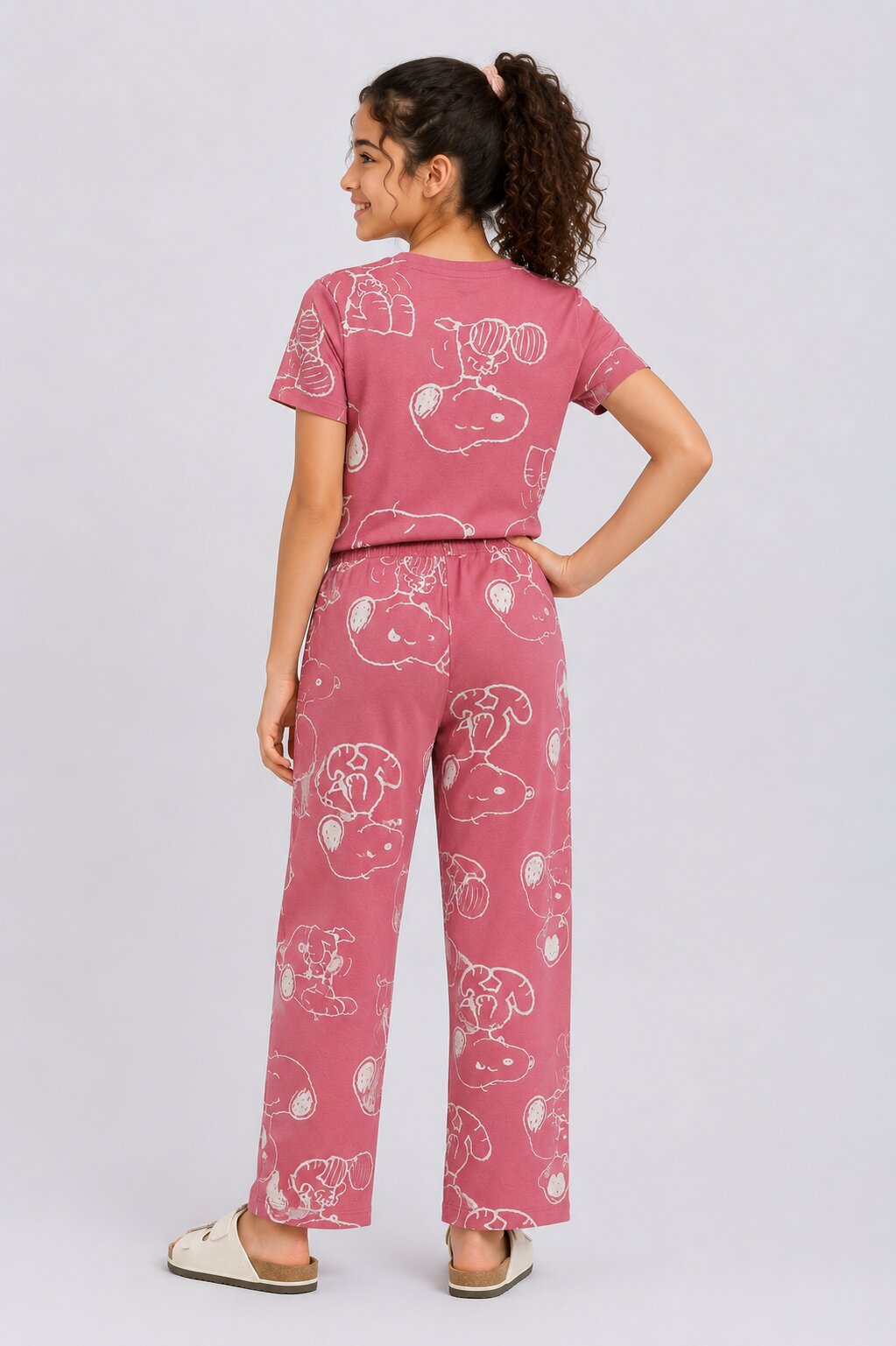 Tweens Girls Pink Snoopy Character Print Co-ord Set - Image 4