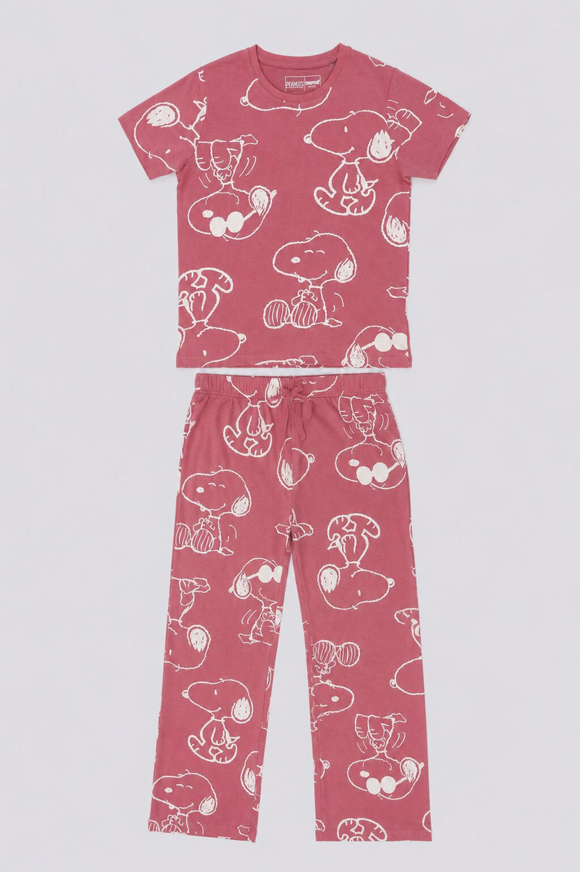 Tweens Girls Pink Snoopy Character Print Co-ord Set - Image 6
