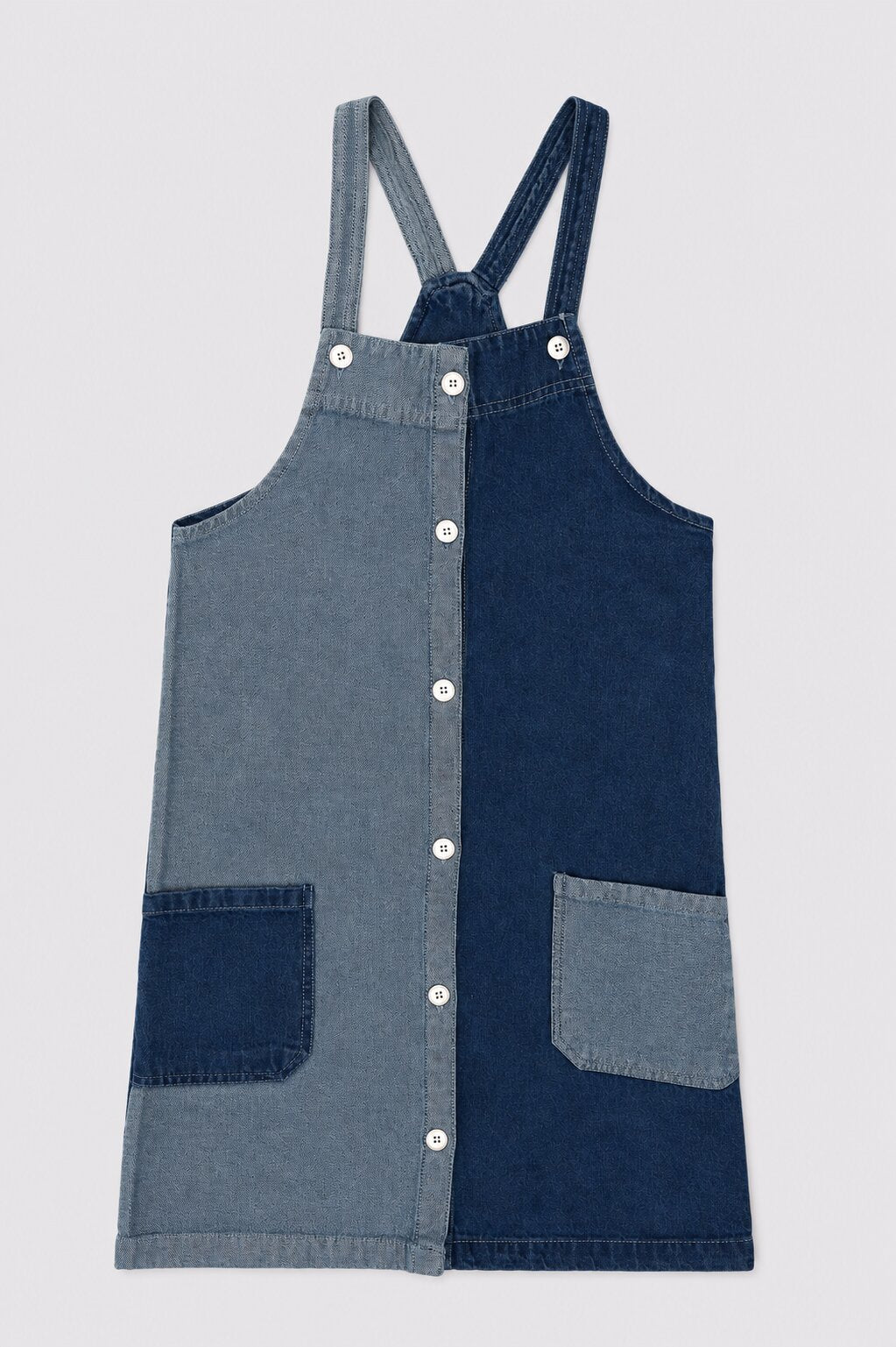 Tweens Girls Blue Colourblocked Dungaree With T-Shirt - Image 2