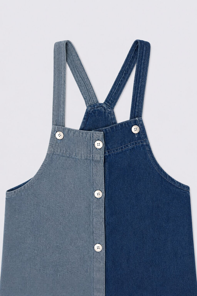 Tweens Girls Blue Colourblocked Dungaree With T-Shirt - Image 7