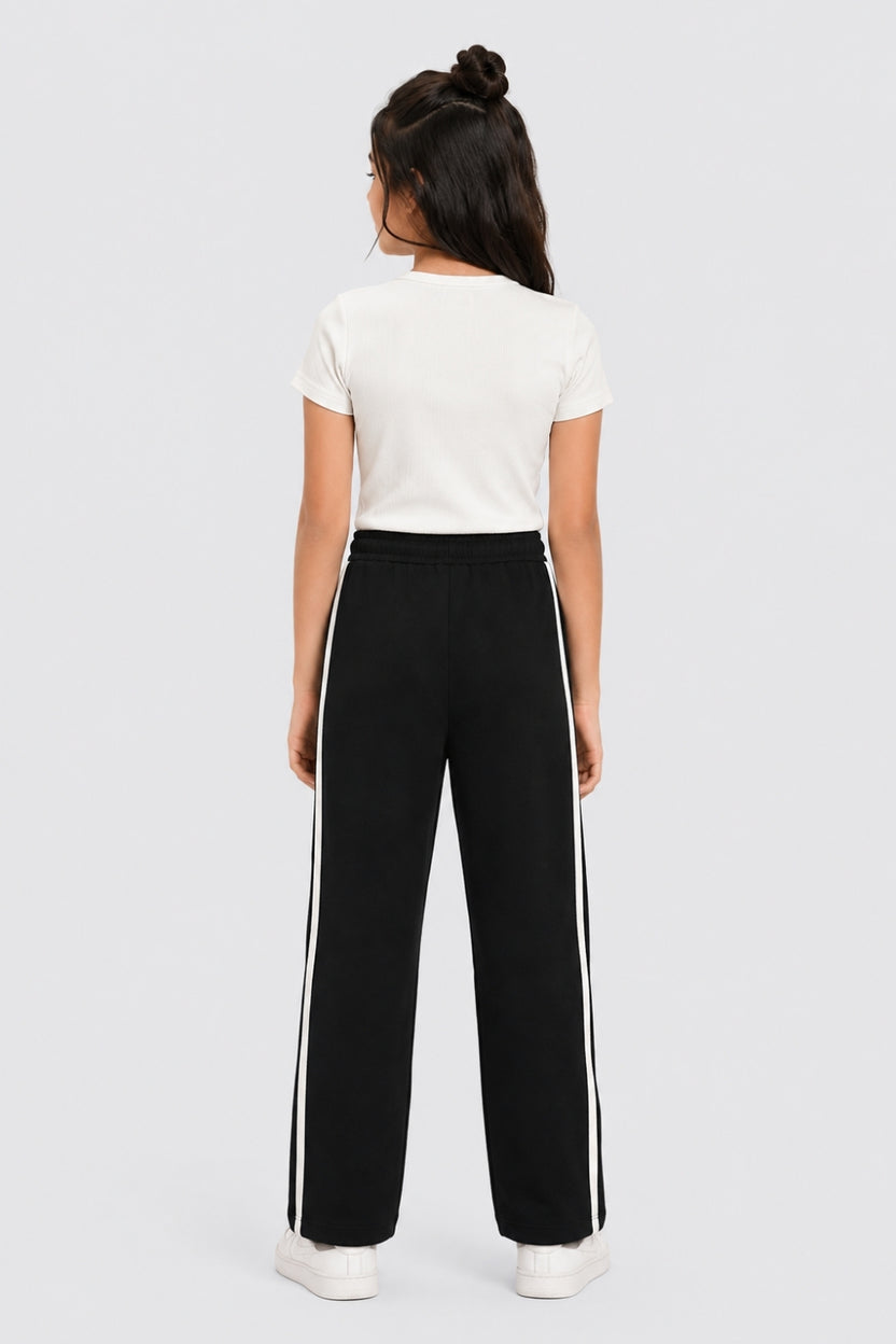 Tweens Girls Straight Fit Black Track Pant - Image 4