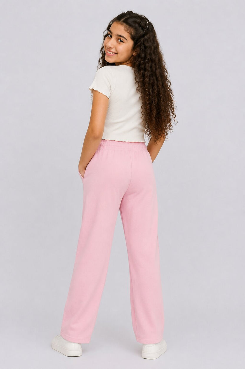Tweens Girls Wide Leg Fit Pink Track Pant - Image 4
