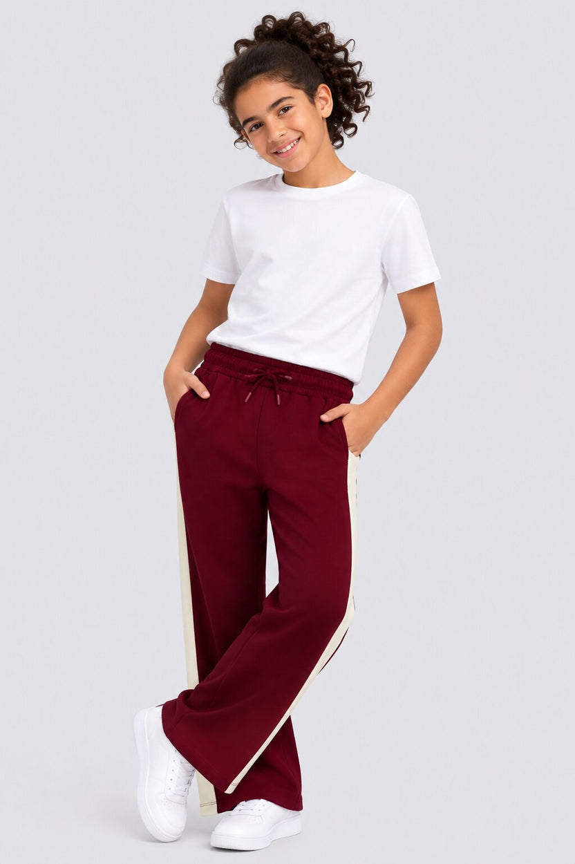 Tweens Girls Flared Maroon Track Pant - Image 1