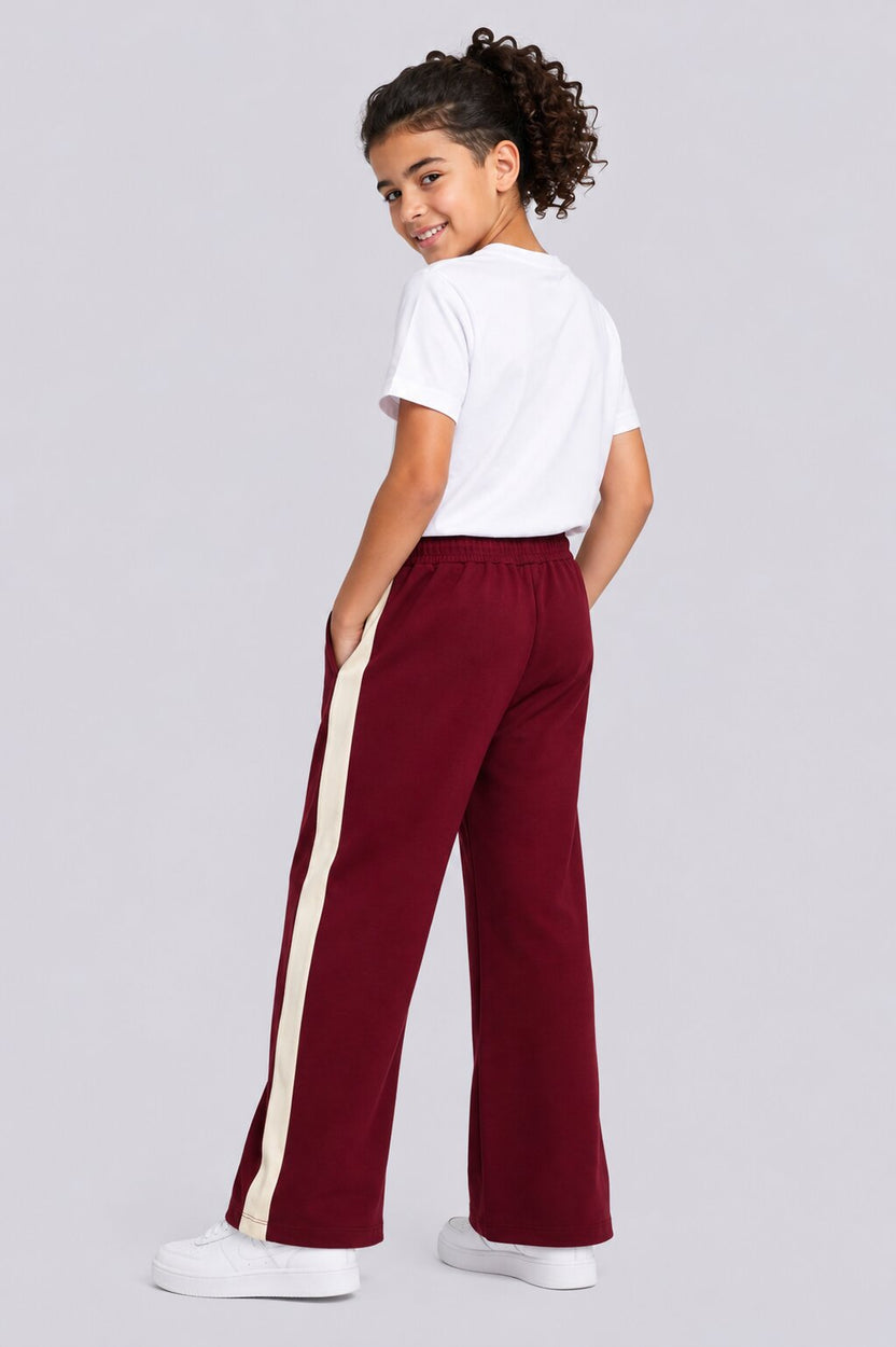 Tweens Girls Flared Maroon Track Pant - Image 4