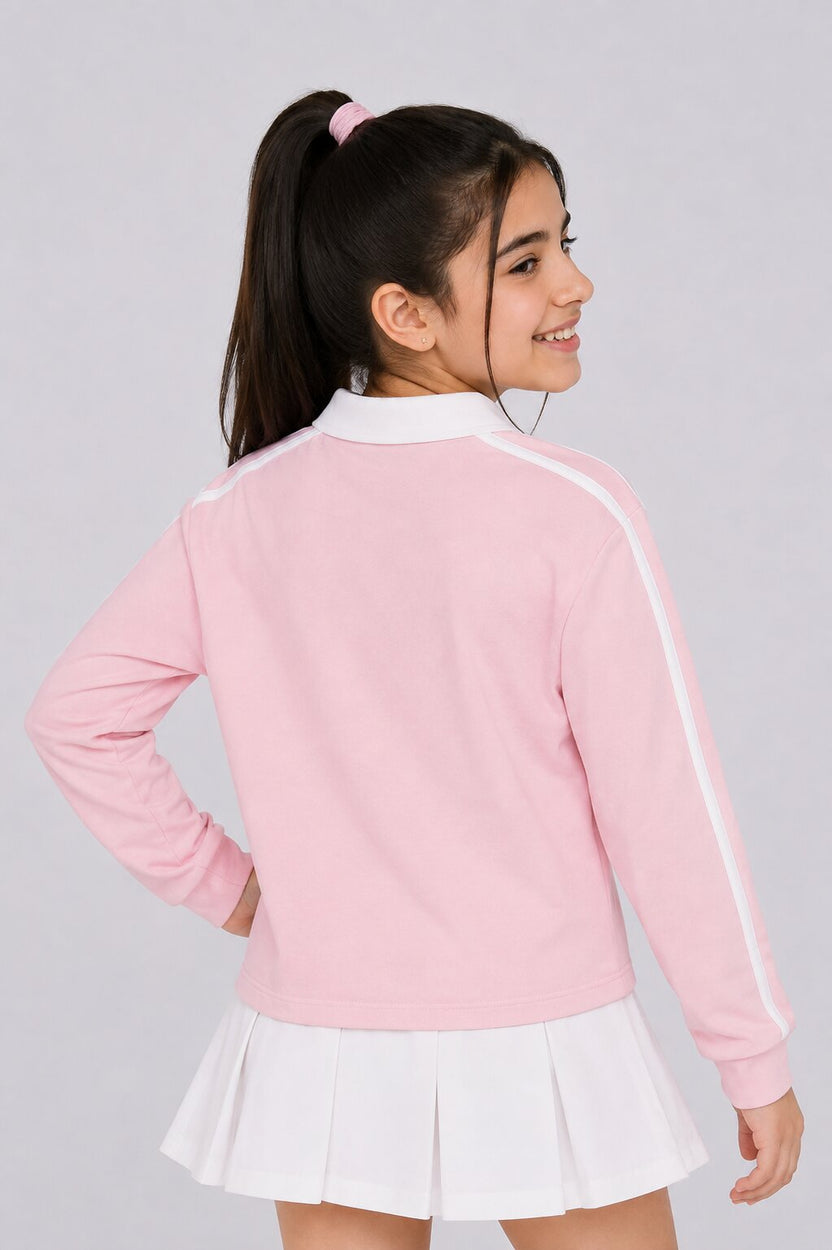 Tweens Girls Relaxed Fit Pink Tennis Club Graphic Sweatshirt - Image 4