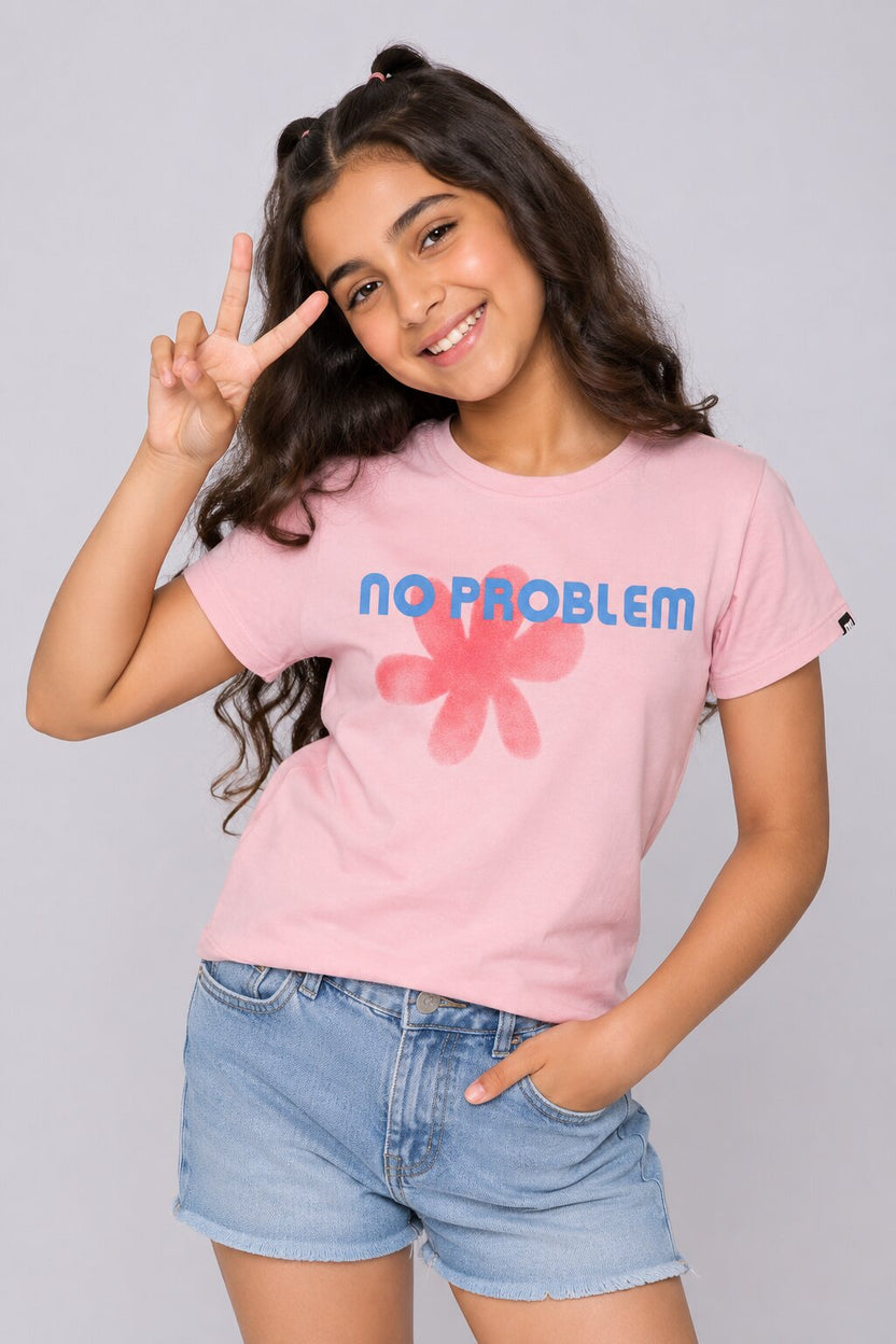 Tweens Girls Regular Fit Pink Graphic Printed T-Shirt - Image 1