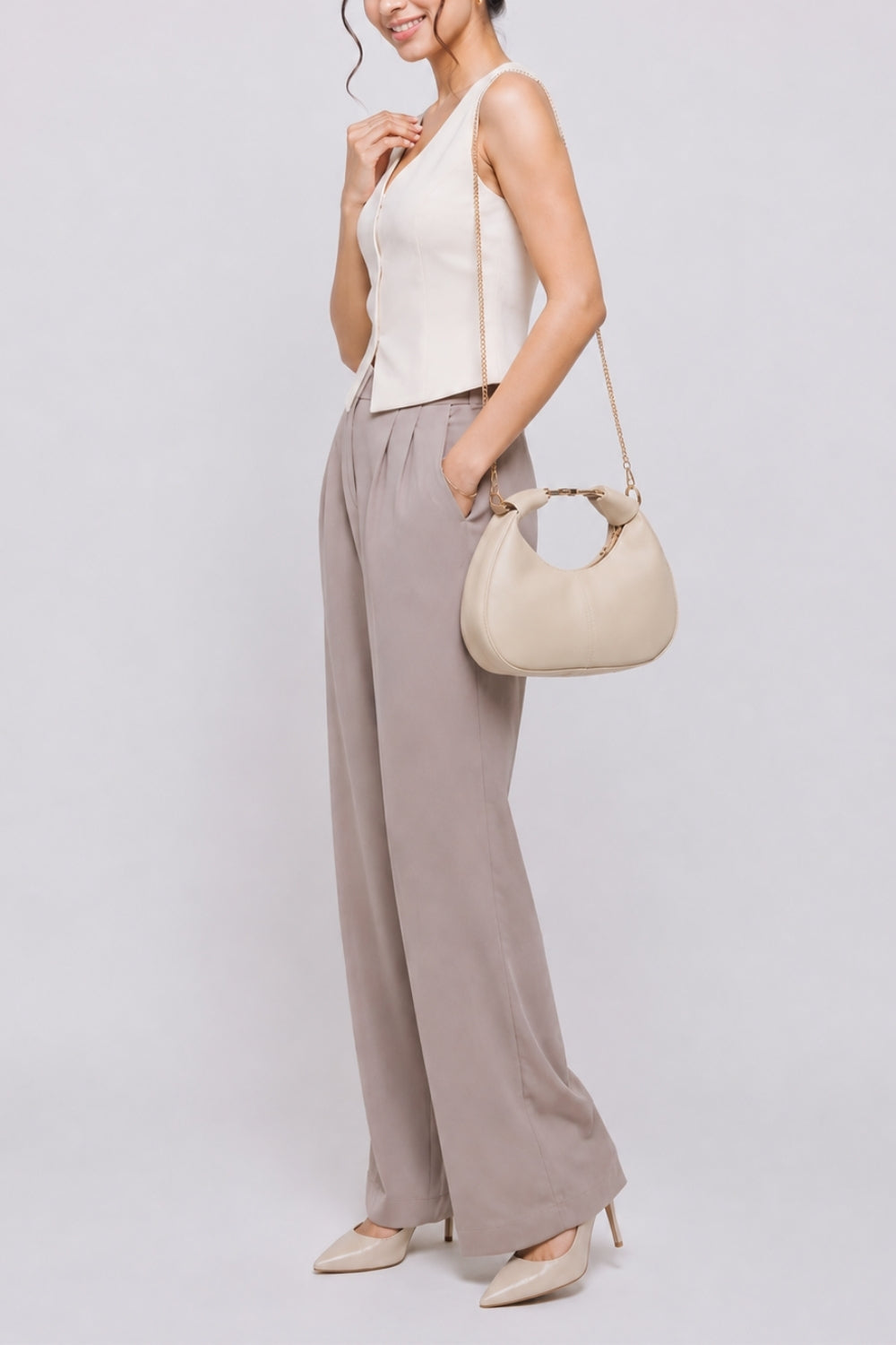 Womens Cream Sling Bag - Image 1