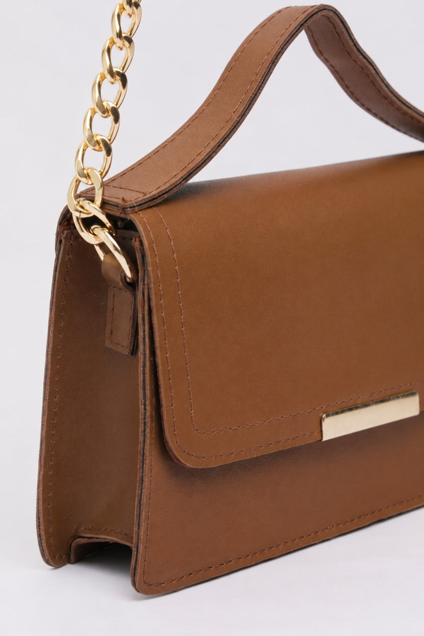 Womens Tan Sling Bag - Image 6
