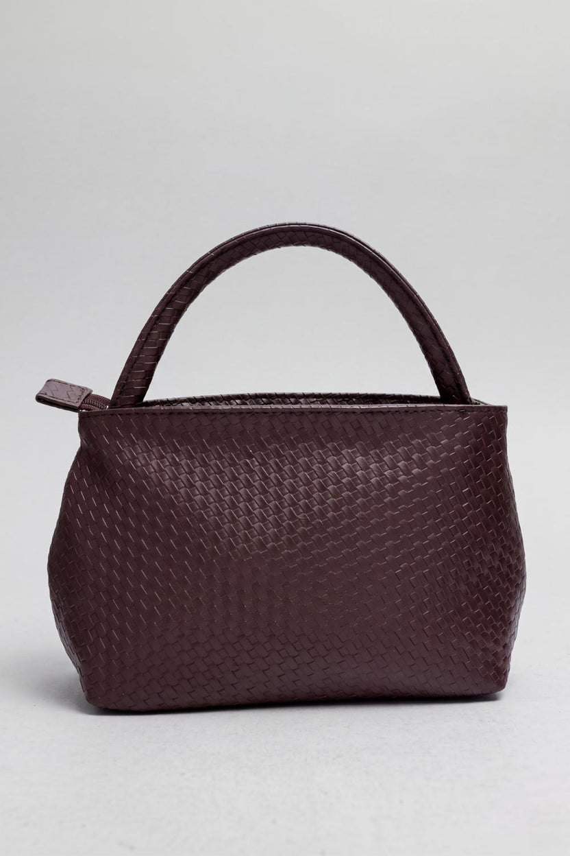 Womens Brown Textured Hand Bag - Image 4