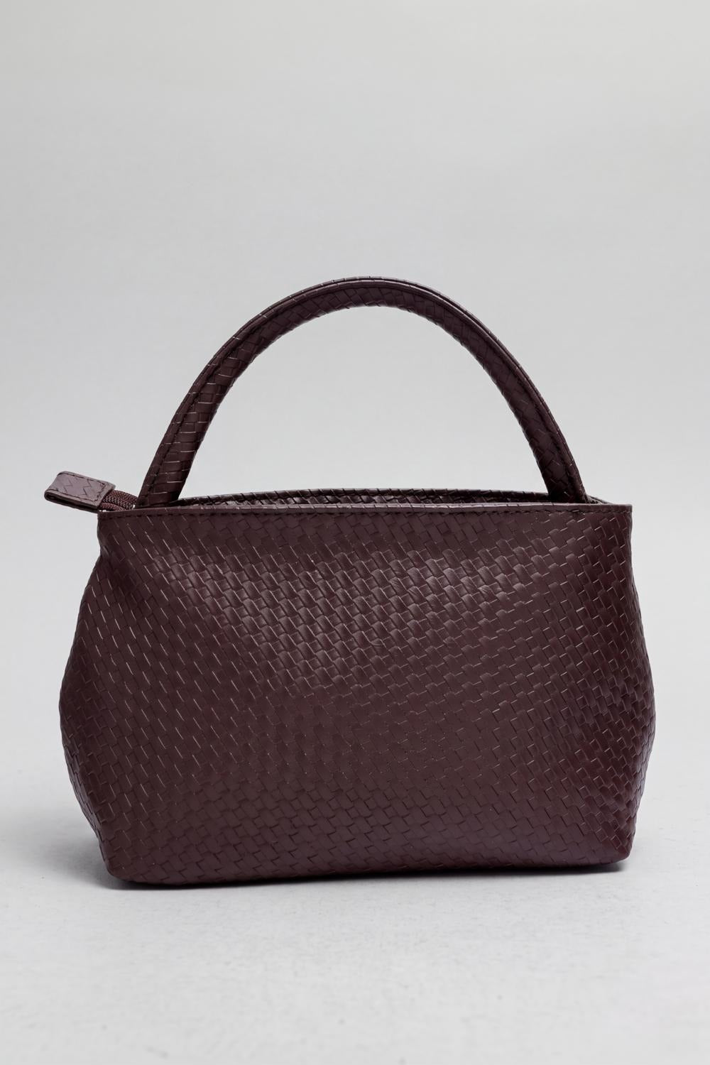 Womens Brown Textured Hand Bag - Image 4