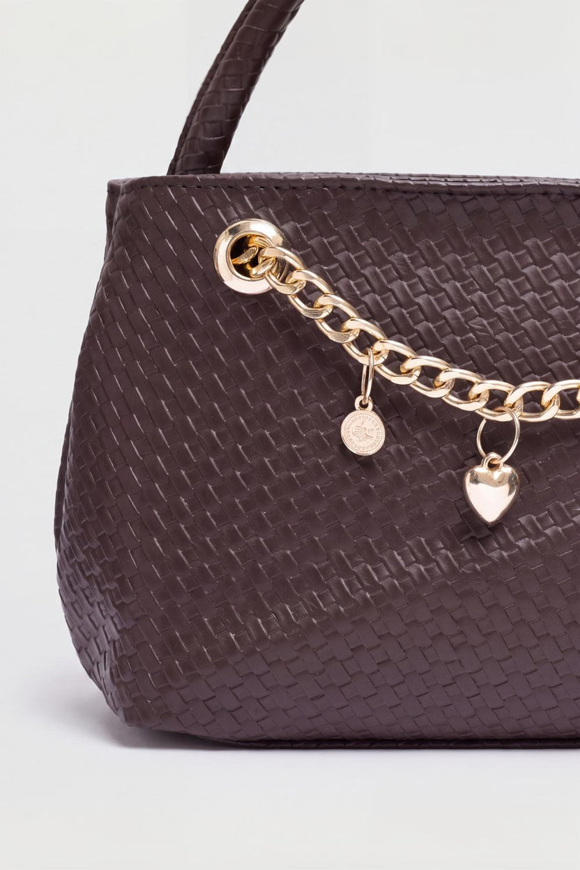 Womens Brown Textured Hand Bag - Image 6