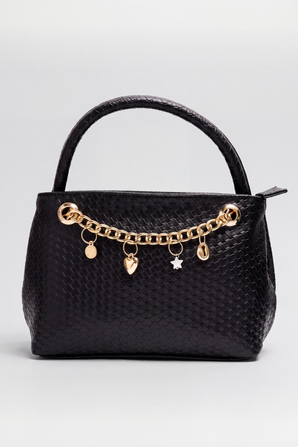 Womens Black Textured Hand Bag - Image 2