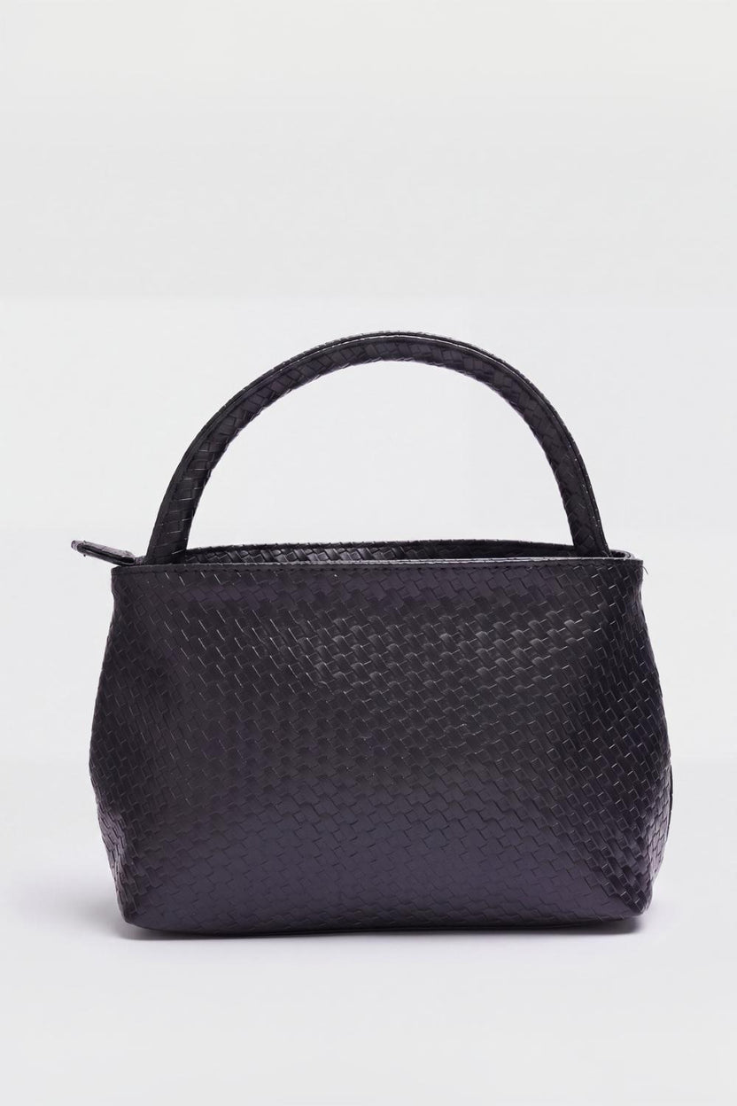 Womens Black Textured Hand Bag - Image 4