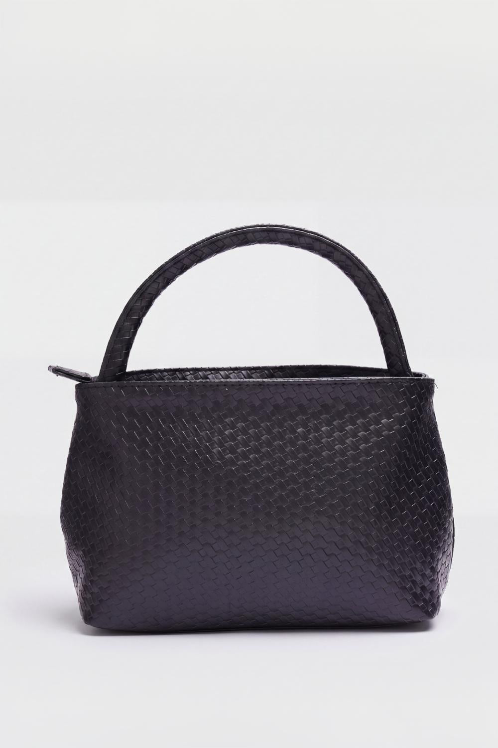 Womens Black Textured Hand Bag - Image 4