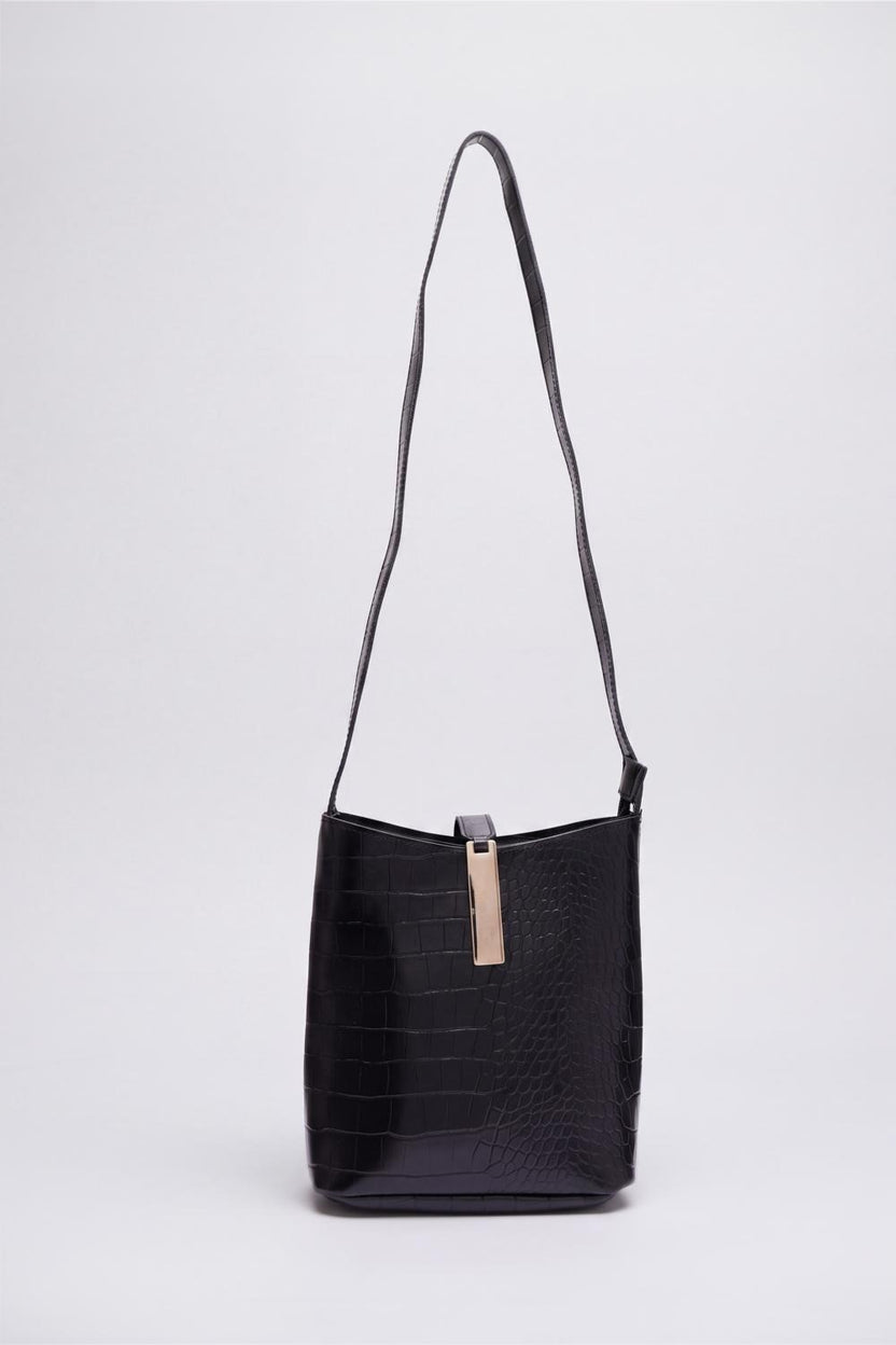Womens Black Reptile Hand Bag - Image 2