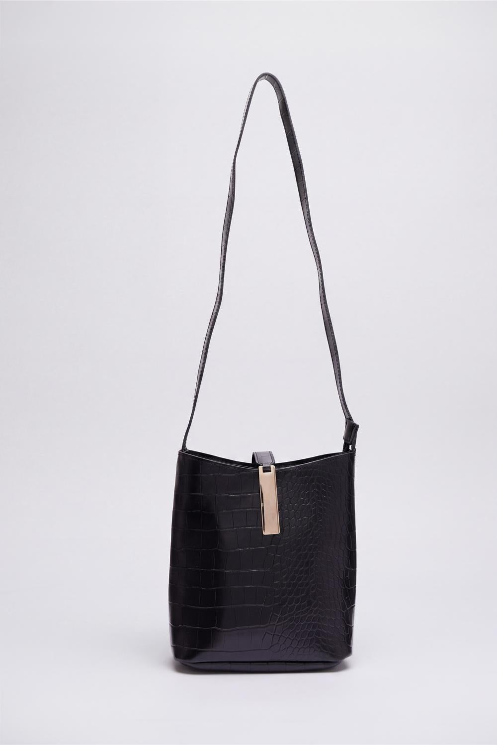 Womens Black Reptile Hand Bag - Image 2