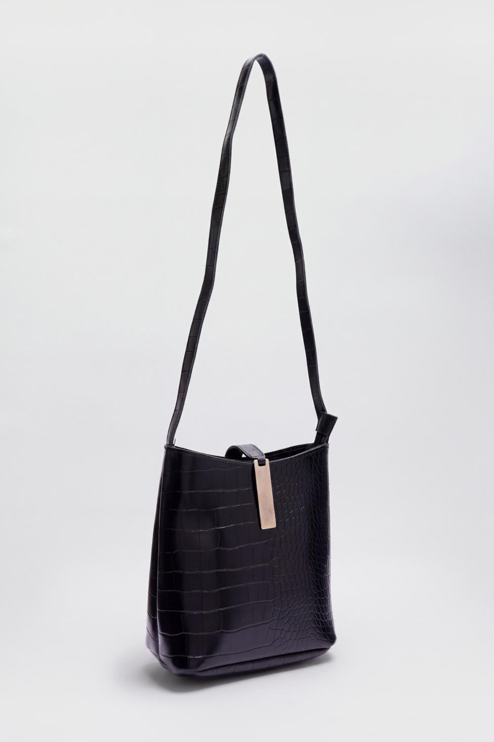 Womens Black Reptile Hand Bag - Image 3