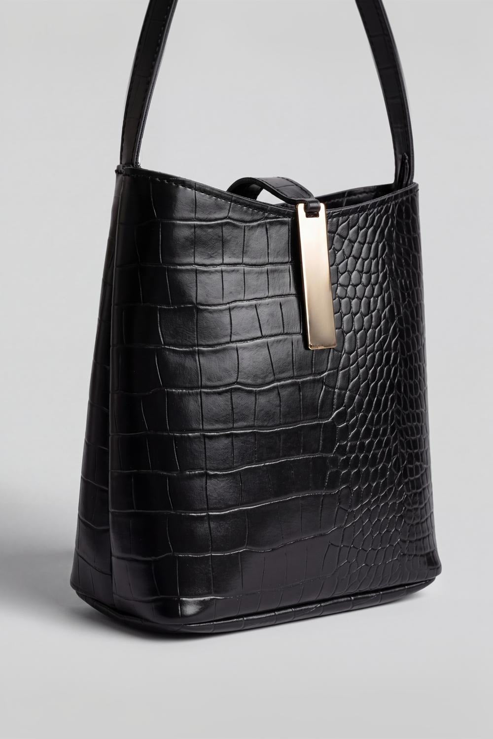 Womens Black Reptile Hand Bag - Image 4