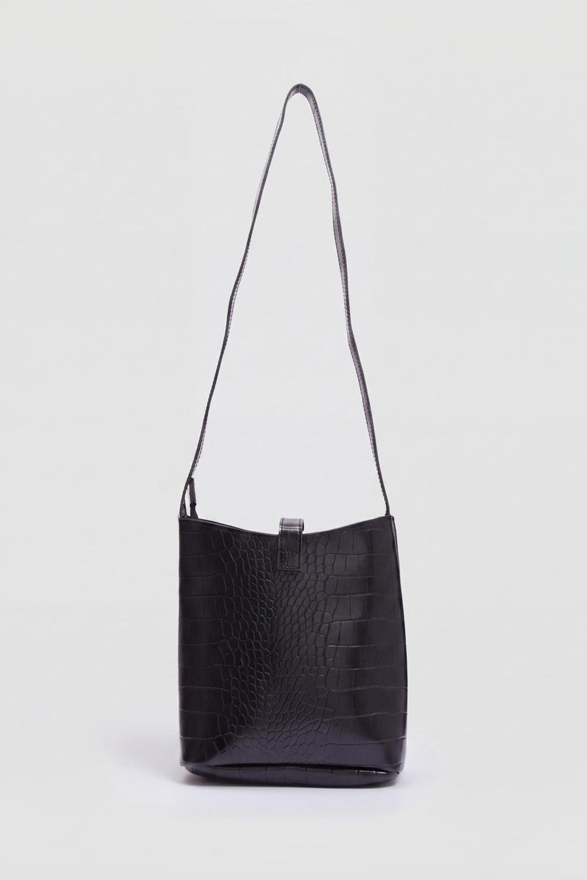 Womens Black Reptile Hand Bag - Image 5